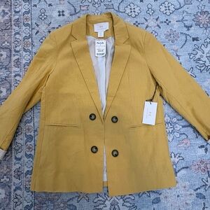 Halston Linen Blend Yellow Blazer NWT